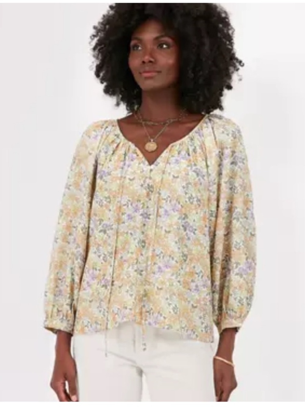 Hyacinth House Flower Power Maisie Tie Blouse Multicolored Floral Size S NWT